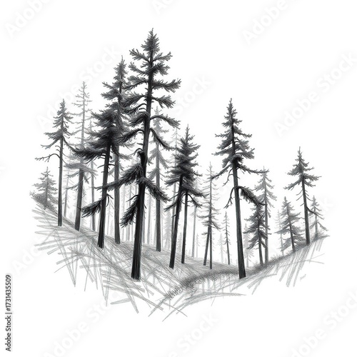 Monochrome Forest Illustration.