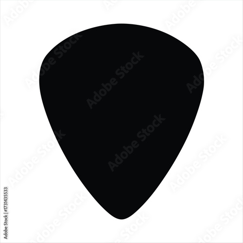 Isolated black guitar pick on a white background, musical equipment