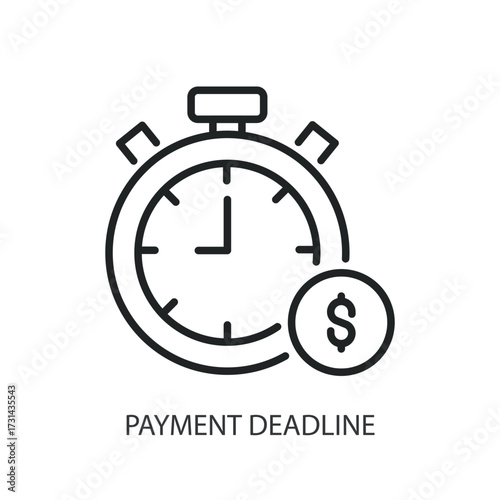 Payment deadline thin line vector icons.