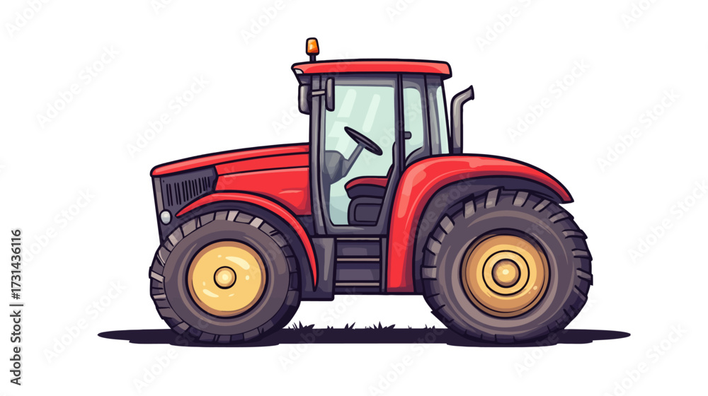 Fototapeta premium Red Road Roller Vehicle Illustration in a Colorful Environment