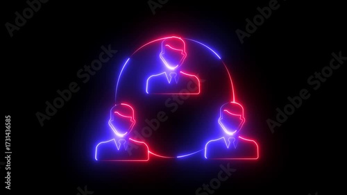 Abstract neon shine man icon animation . A man icon, often used in digital interfaces, graphic design...