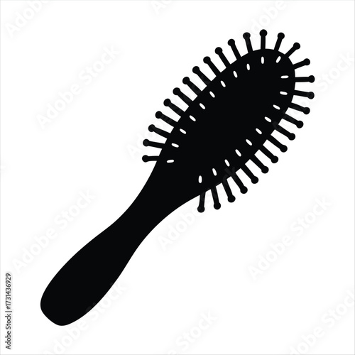 Stylized silhouette illustration of a hairbrush with bristles on a white background