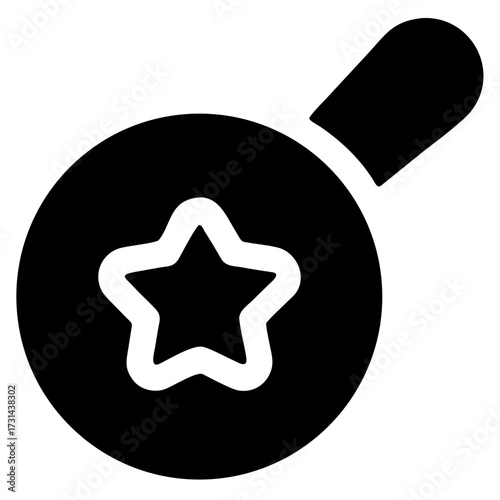 3d icon of a bold and modern black silhouette of a baby rattle with a star inside, perfect for creating eyecatching designs and graphics for baby products