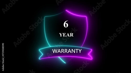 06 years warranty label badge design animation. Support service icon. Motion graphics marketing materials guarantees customer trust quality assurance in promotional.4k video