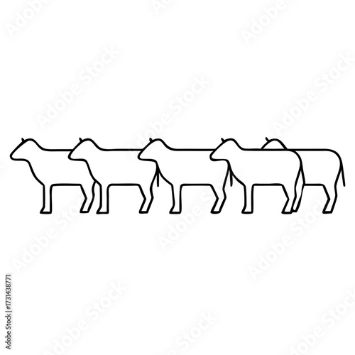 3d icon of a line of sheep, standing in a row, evokes a sense of pastoral calm and the simplicity of rural life