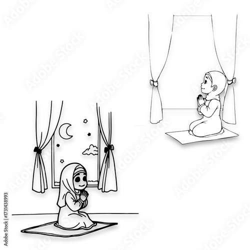 cartoon prayer white and black degsine
