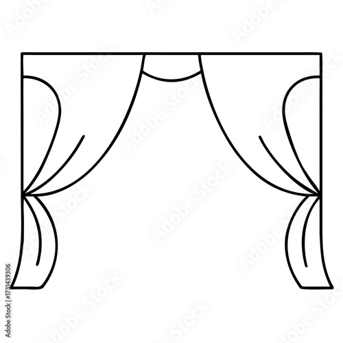 3d icon of outlined illustration of a stage curtain, commonly used in theaters, performances, and presentations, creating a sense of drama