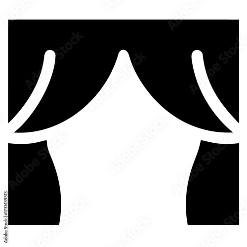 Illustration of a stage curtain, commonly used in theaters, performances, and presentations, creating a sense of drama