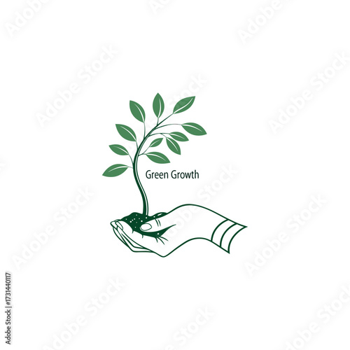 Hand holding plant logo 