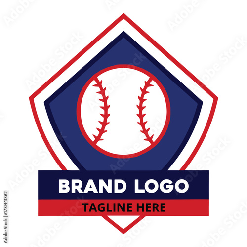 Dynamic baseball logo emblem with space for brand and tagline sports design