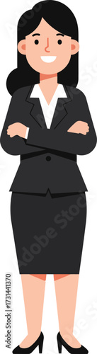 Confident Businesswoman Posing with Crossed Arms in Professional Attire
