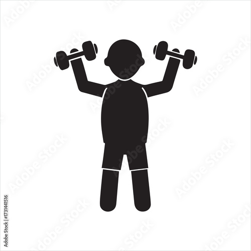 silhouette of man lifting weights, vector icon of a man , icon, logo, silhouette 