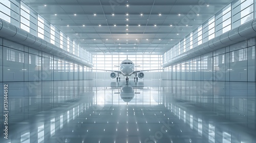 Modern Airport Terminal with Airplane at Pristine Location