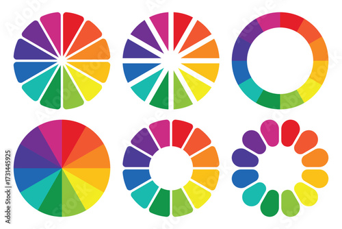 Colorful color wheel charts graphic design elements abstract circles shapes