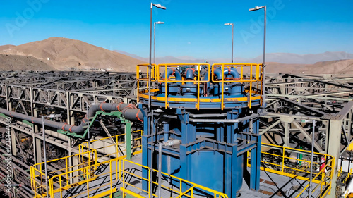 Quadro su tela Mineral processing plant with crushers, conveyor belts and mineral thickeners