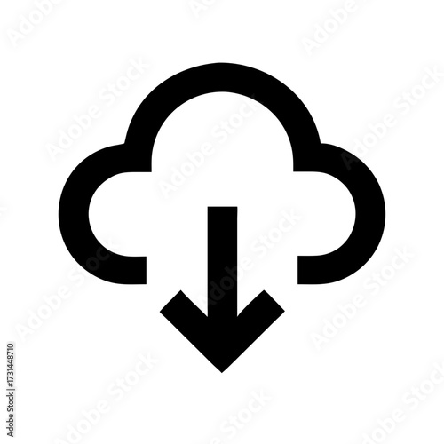 Cloud Download Icon Bold Graphic for Data Transfer