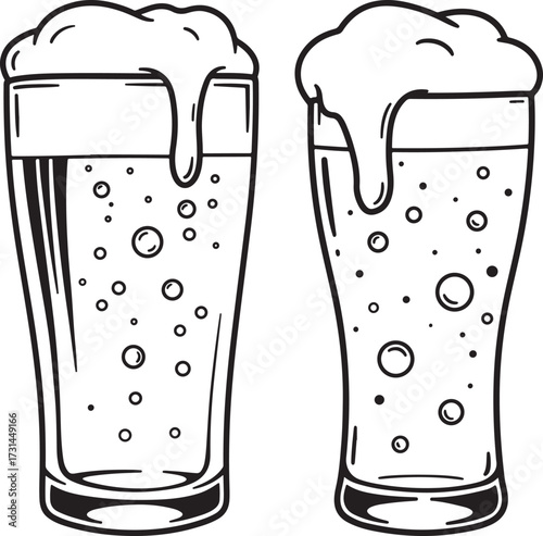 Two glasses of beer silhouette