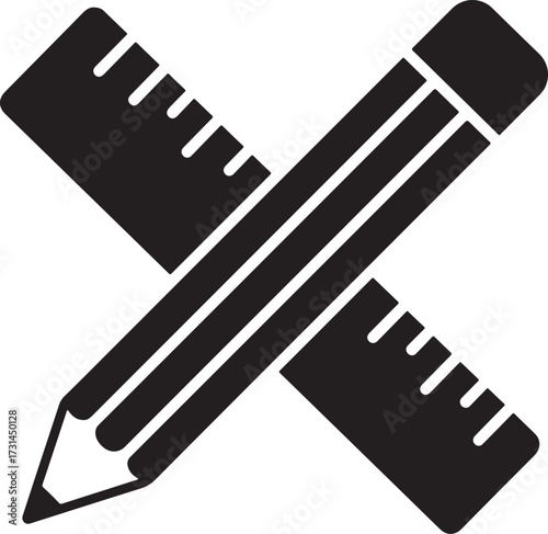 Crossed pencil and ruler silhouette