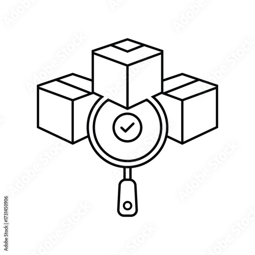 Cargo scanning vector thin line icon. Inventory control Vector illustration.