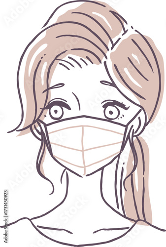 マスクをした綺麗な女性のベクターイラスト素材