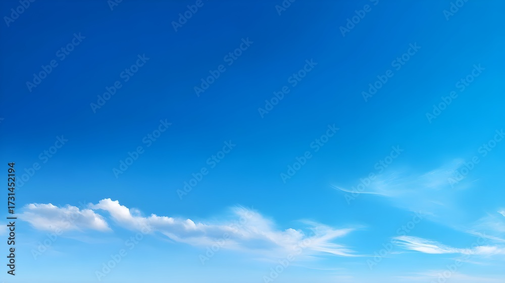 Obraz premium Vast expanse of clear blue sky with soft white clouds drifting gently creating a serene and peaceful atmosphere perfect for summer days and outdoor adventures