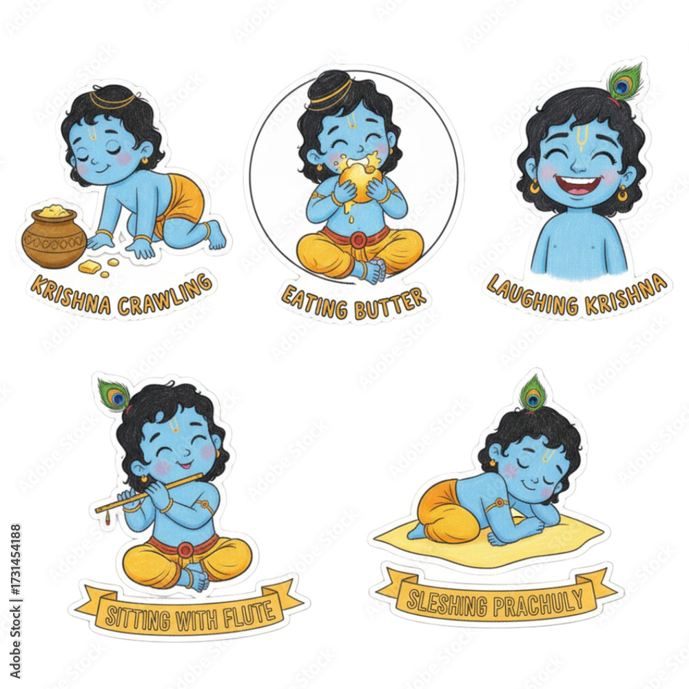 Naklejka premium Baby Krishna Eating Butter Stickers