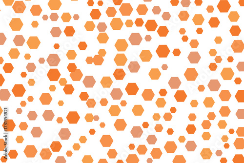Hexagon pattern with honeycomb, cartoon bees. Vector illustration, geometric texture. Design template for invitation, card. Doodle style. Background with copy space.