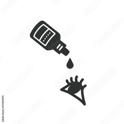 点眼　目薬をさすシルエットイラスト