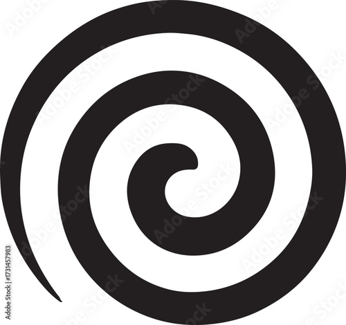 Minimal abstract vector of a vortex line element design, modern swirling shape for digital graphics.
