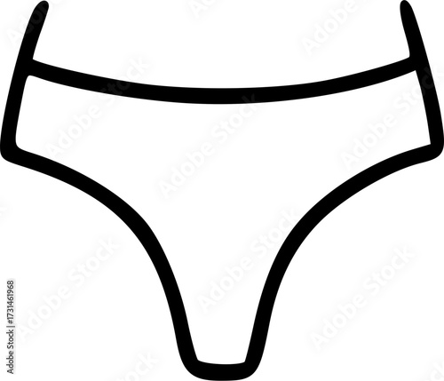 Simple black and white line drawing of a pair of women's underwear, minimalist design.