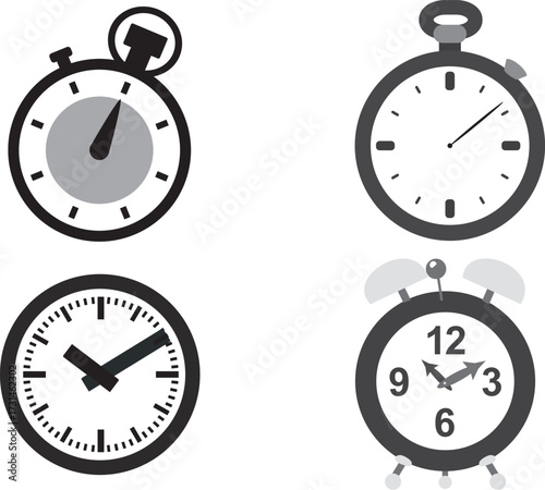 set of vector stopwatch