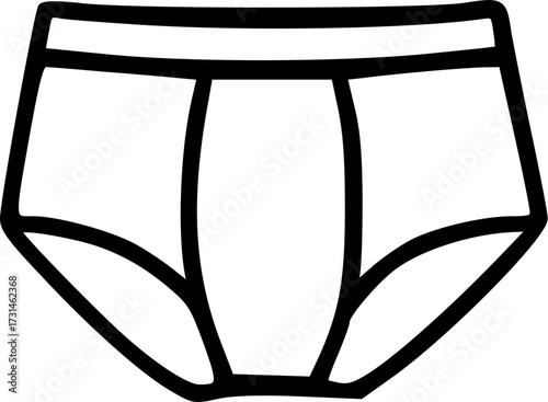 A simple black and white line drawing of a pair of briefs or underpants.