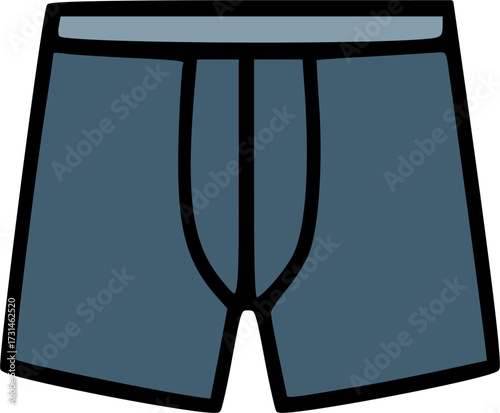 Illustration of blue men's boxer briefs with black outline.