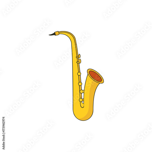 golden saxophone with curved bell glossy finish
