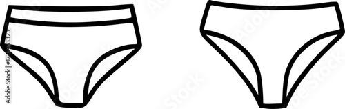 Two simple line art illustrations of women's underwear, depicting different styles of briefs or bikini bottoms.