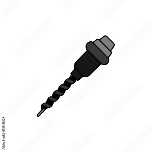 black drill bit with spiral grooves isolated on 