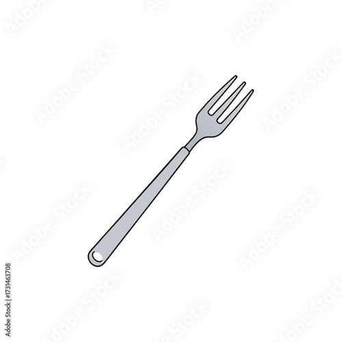silver fork with four tines angled diagonally on