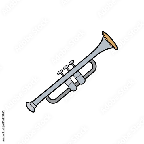 silver trumpet with polished valves angled diago