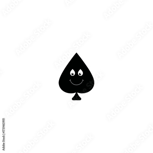 black playing card spade ace flat against white 