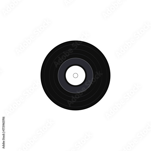 black vinyl record with glossy grooves flat again.