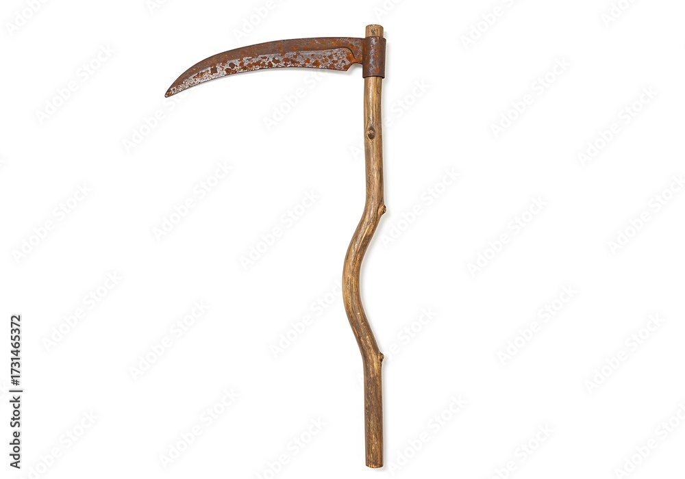 Fototapeta premium Antique scythe isolated on white background