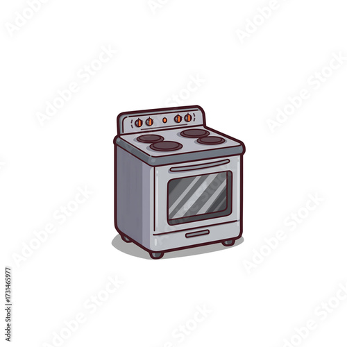 Retro-Style Kitchen Stove Illustration Cooking Appliance for Culinary Designs