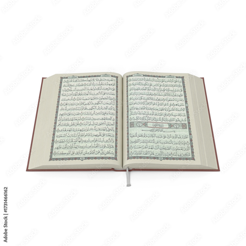 Obraz premium open quran, top view isolated on transparent background, PNG