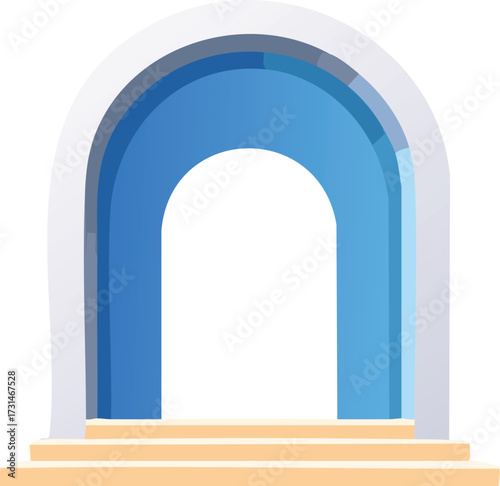 Vector Image of a Blue and White Archway Entrance