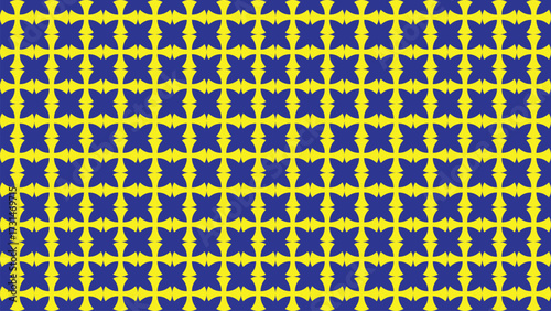Abstract geometric seamless pattern with blue and yellowy effect stripes for a vintage textile design, wallpaper.