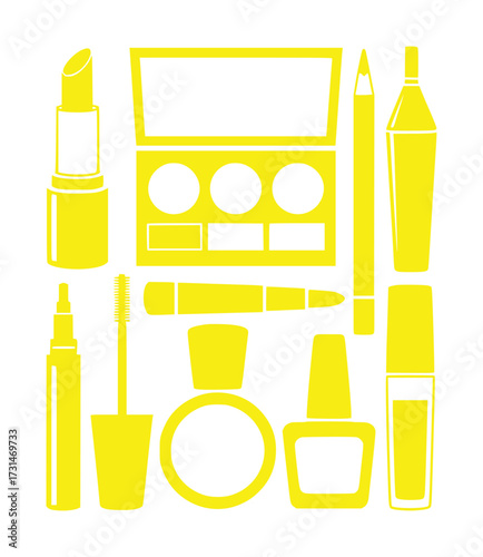 Collection of Yellow Makeup and Beauty Products Icons