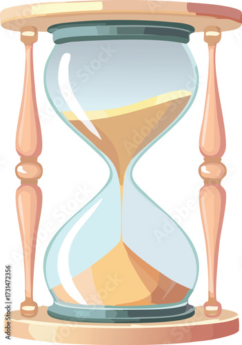An hourglass with golden sand flowing through its transparent glass chamber, symbolizing the passage of time and the concept of urgency