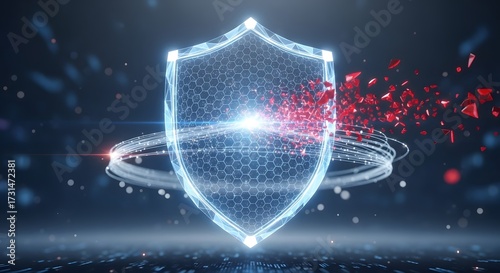 Digital Cybersecurity Shield Protecting Against Malicious Cyber Attack.