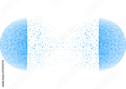Blue tech halftones dots abstract minimal background. Geometric futuristic vector design