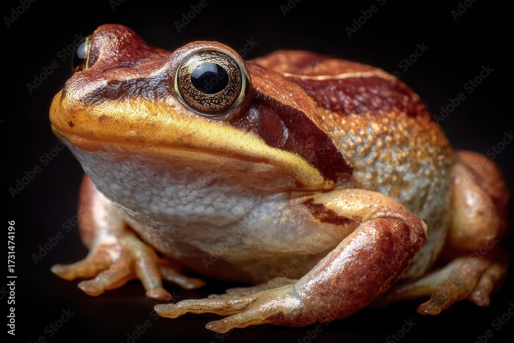 Fototapeta premium Close-Up of Colorful Frog with Detailed Skin Texture and Eyes